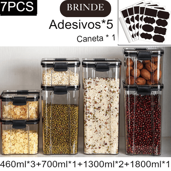 Kit Potes Herméticos Porto de 7 peças + Brinde - Cazehn