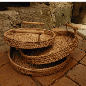 Bandeja Artesanal em  Rattan Dhaka - Cazehn