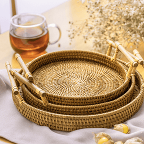 Bandeja Artesanal em  Rattan Dhaka - Cazehn
