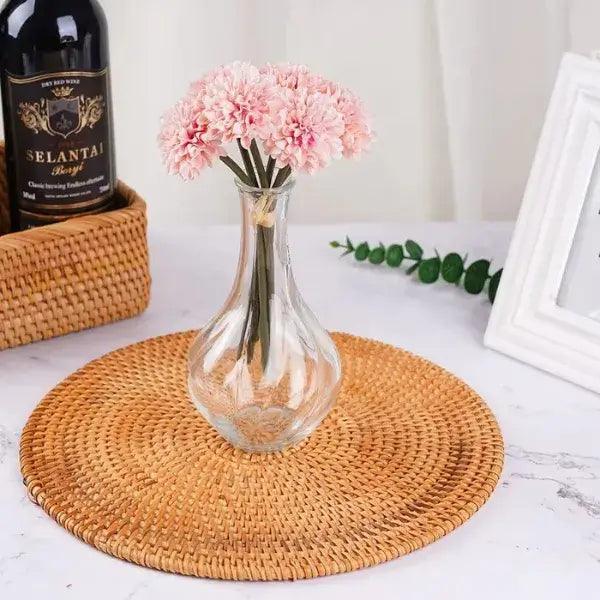 Suporte para Mesa Artesanal em Rattan de 6 peças + Suporte - Cazehn