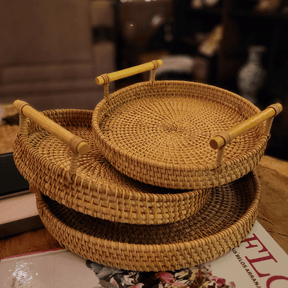 Bandeja Artesanal em  Rattan Dhaka - Cazehn