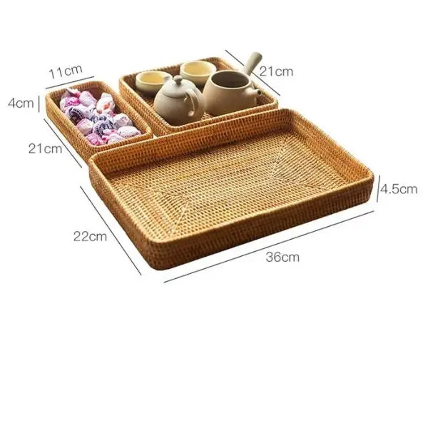 Bandeja Artesanal em Rattan Camboja - Cazehn