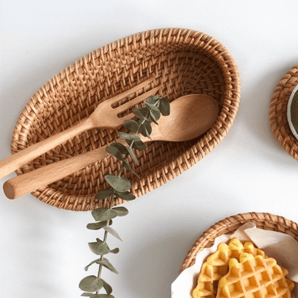 Cesto Artesanal em Rattan Manila - Cazehn