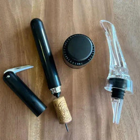 Kit Degustação Vinhos -Compre Aerador e Rolha a Vácuo e Ganhe o Saca-rolhas Pneumático - Cazehn