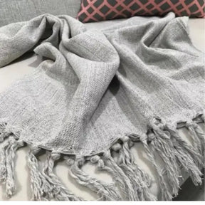 Manta Cobre Colcha Cama Sofá Peseira Algodão Com Franja Cartier - Cazehn