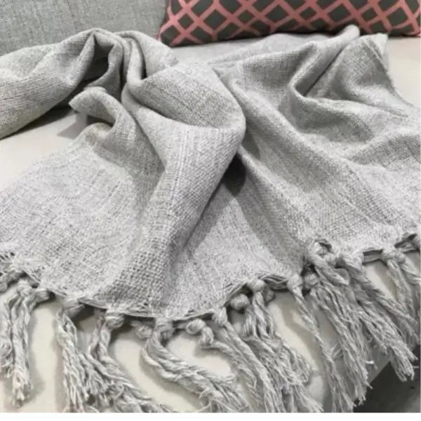 Manta Cobre Colcha Cama Sofá Peseira Algodão Com Franja Cartier - Cazehn