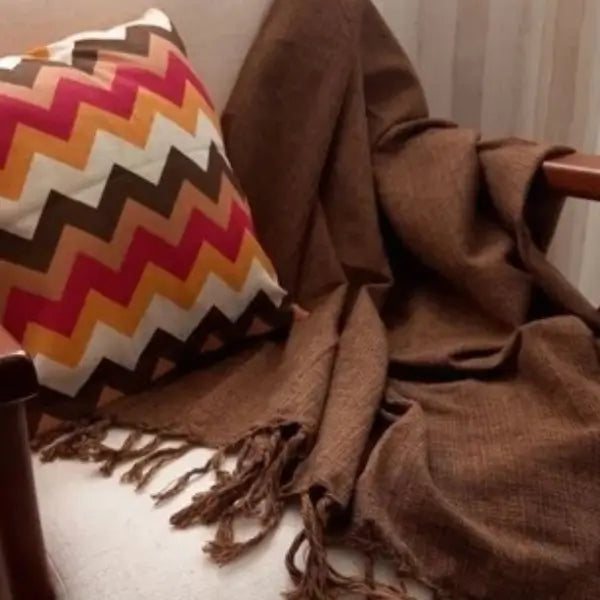 Manta Cobre Colcha Cama Sofá Peseira Algodão Com Franja Cartier - Cazehn