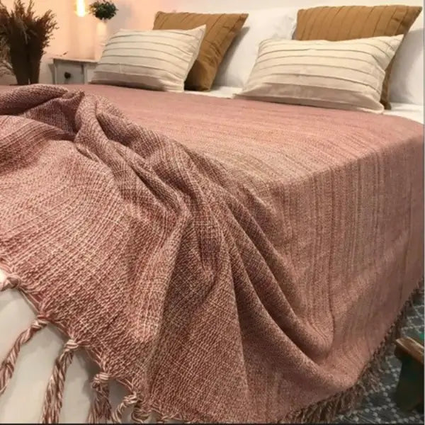 Manta Cobre Colcha Cama Sofá Peseira Algodão Com Franja Cartier - Cazehn