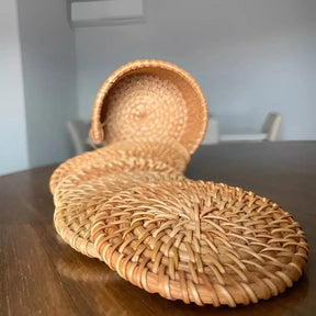 Suporte Copo Rattan Taipei de 6 peças + suporte - Cazehn