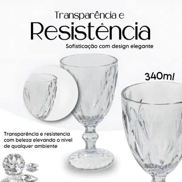Jogo 6 Taças Elegance 340ml - Cazehn