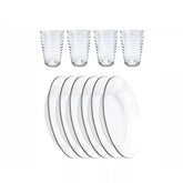 Jogo de Pratos Fundos e Copos de Vidro Arizona 200ml - Cazehn