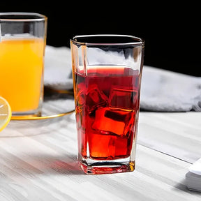 Jogo De 6 Copos Vidro 320ml Bali Quadrado Luxo Transparente - Cazehn