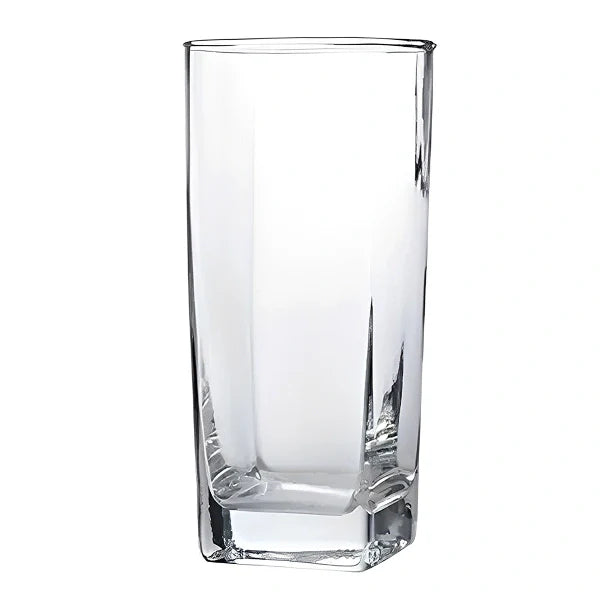 Jogo De 6 Copos Vidro 320ml Bali Quadrado Luxo Transparente - Cazehn