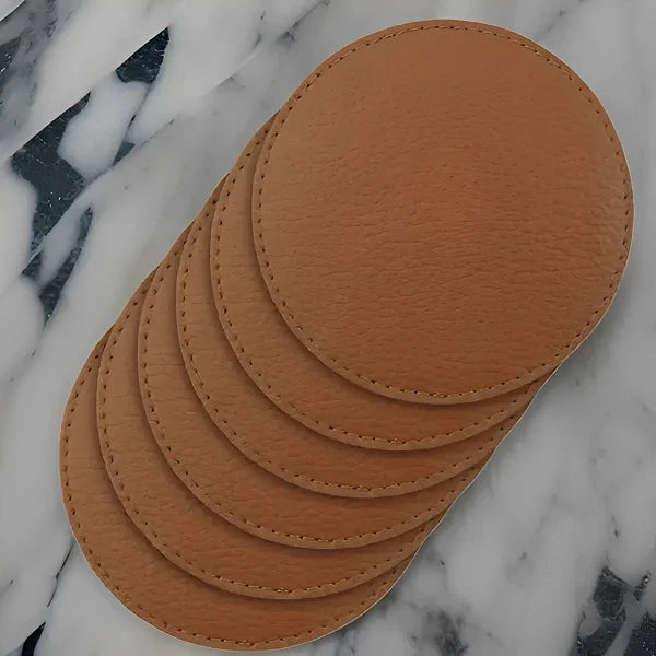 Jogo suporte para Copos Couro Sintético 6 peças Dupla Face - Cazehn