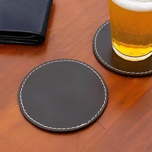 Jogo suporte para Copos Couro Sintético 6 peças Dupla Face - Cazehn