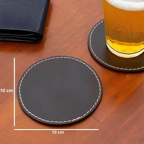 Jogo suporte para Copos Couro Sintético 6 peças Dupla Face - Cazehn