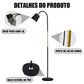 Luminária de chão Preta - Cazehn