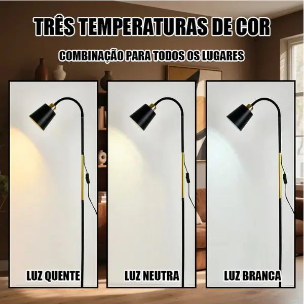 Luminária de chão Preta - Cazehn