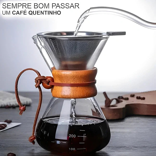 Cafeteira Borossilicato com Coador Alumínio CooffeLux - Cazehn